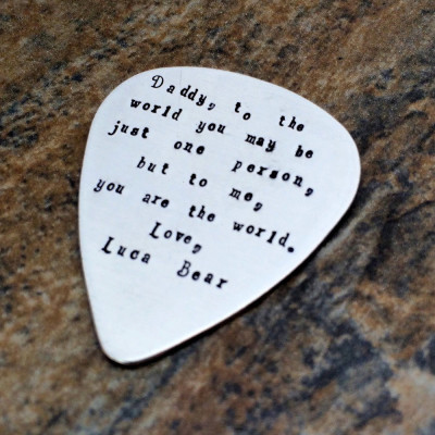 Personalised Sterling Silver Guitar Pick - Custom Quote Wedding Gift for Husband - Birthday & Anniversary Gift for Him
