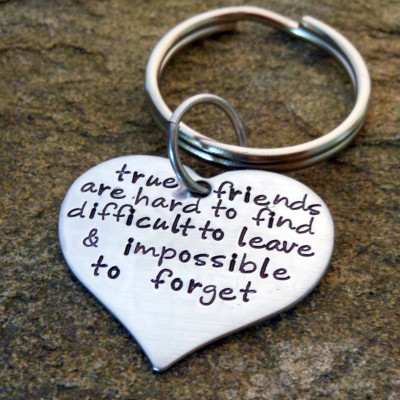 Custom Hand Stamped Personalised Heart Keychain - Quote - Graduation, Christmas & Anniversary Gift for Her, Mom & Wife