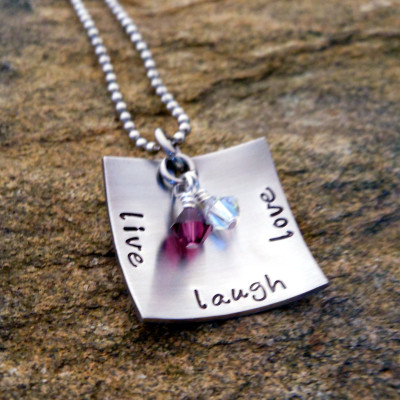 Personalised Hand Stamped Jewellery Necklace - Christmas & Birthday Gift for Mom, Her, Graduation
