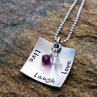 Personalized Jewelry - Hand Stamped Necklace - Christmas Gift for Mom - Birthstone Jewelry - Birthday Gift for Her - Graduation Gift