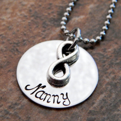 Personalised Name Necklace with Infinity Charm - Christmas Gift/Birthday Gift for Her - Hand-Stamped Jewellery