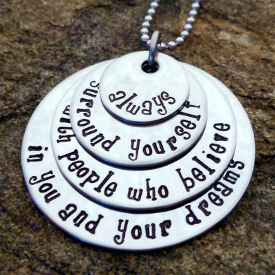 Personalised Hand-Stamped Jewellery Quote Necklace - Perfect Birthday and Inspirational Gift for Her, Graduating Women