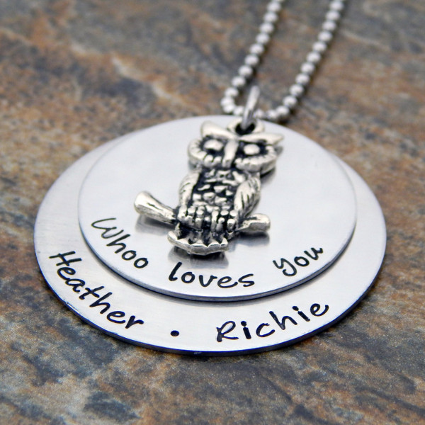 Customised Name Necklace with Owl Charm - Perfect Birthday or Christmas Gift for Her Mom