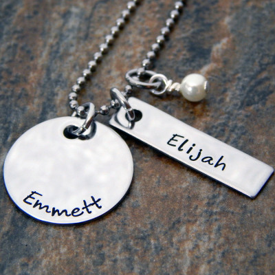 Personalised Mommy Necklace with Multi-Shaped Tags & Birthstone - Christmas & Birthday Jewellery Gifts For Her