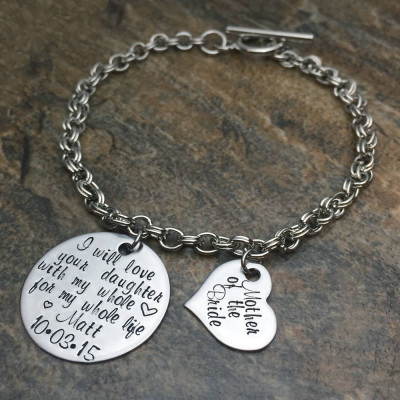 Personalised Mother of the Bride & Groom Bracelet - Toggle Clasp Wedding Gift for Mother In Law - Incredible Anniversary Gift