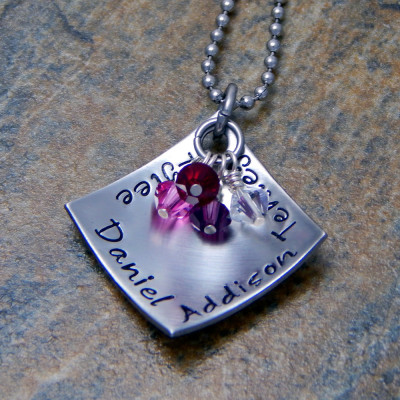 Custom Mom Necklace with Kids' Names & Birthstone Charms - Christmas/Birthday Gift for Her