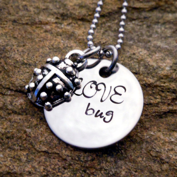 Personalised Ladybug Necklace - Hand Stamped Jewellery - Graduation/Birthday Gift for Her