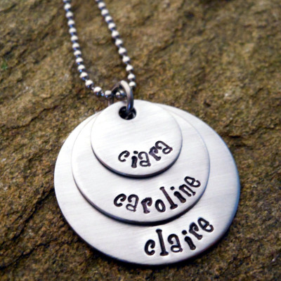 Personalised Sterling Silver Mother's Necklace - Hand Stamped Nameplate - Christmas Gift for Mom