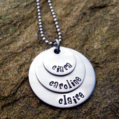 Personalised Sterling Silver Mother's Necklace - Hand Stamped Nameplate - Christmas Gift for Mom
