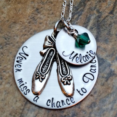 Personalised Necklace Gift for Ballerina with Name & Birthstone - Unique Jewellery for Birthday, Graduation & Other Occasions