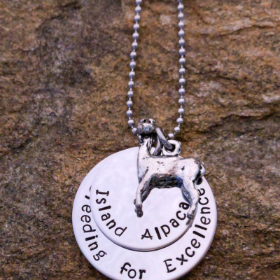 Handmade Custom Personalised Jewellery Necklace with Alpaca Charm - Birthday Gift for Her - Hand Stamped