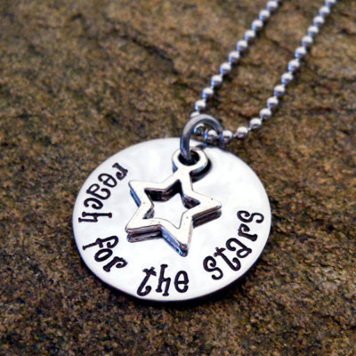 Personalized Necklace with Star Charm - Hand Stamped - Birthday Gift for Her - Graduation Gift - Inspirational Gift - Gift Guide 2017