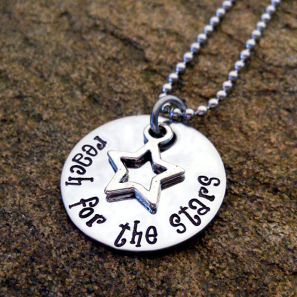 Custom Necklace w/ Star Charm - Hand Stamped - Gift for Her - Bday, Grad & Inspirational Presen

length: 42 characters