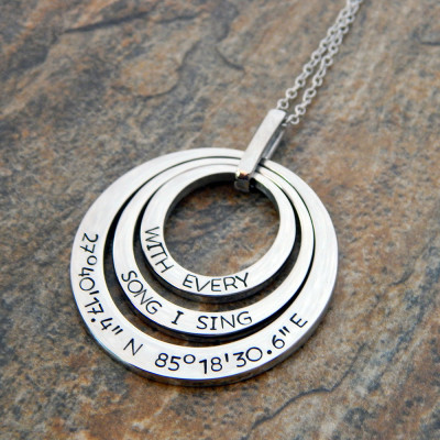 Personalised Offset Washer Jewellery Layered Bail Pendant - Unique Gift for Her - Birthday/Anniversary