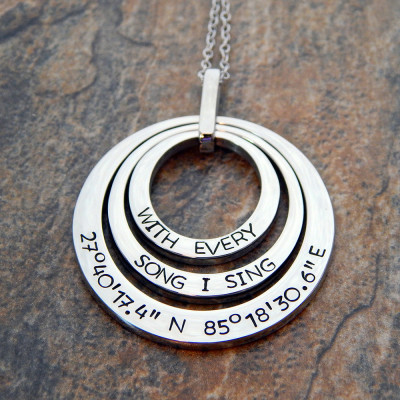 Personalised Offset Washer Jewellery Layered Bail Pendant - Unique Gift for Her - Birthday/Anniversary