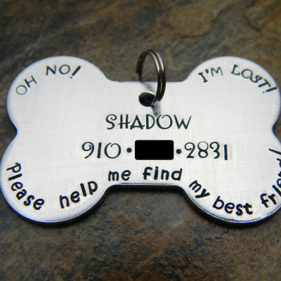 Custom Hand Stamped Personalised Pet Tag Dog Collar Tag for Large Dogs