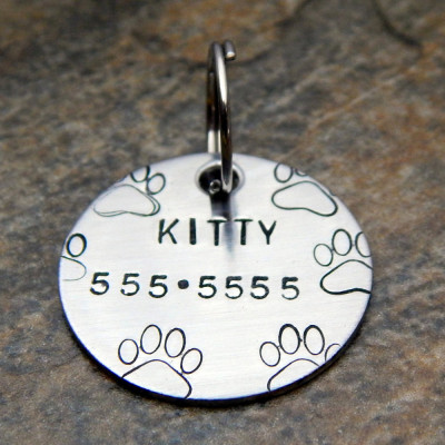 Personalised Custom Hand Stamped Pet Tag - Small Pet Collar Accessory