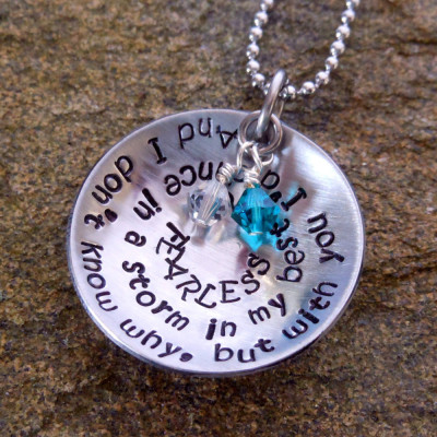 Personalised Quote Necklace with Birthstones: Customised Anniversary Gift for Her, Birthday Gift, Christmas Present