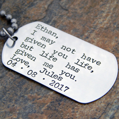 Personalized Step Son Wedding Gift - Groom's Son - Wedding Day Gift for Bride's Son - Life Has Given Me You Necklace or Keychain