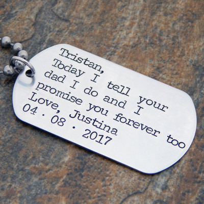 Personalised Wedding Gift for Step Son - Promise him Forever Keychain or Necklace