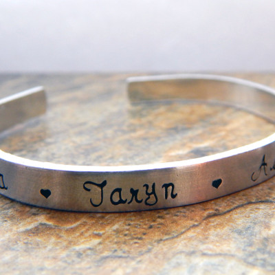 Personalised Sterling Silver Name Bracelet - Customised Cuff Bracelet - Birthday, Christmas Gift for Women, Moms