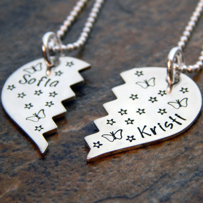 Personalised Heart Necklace Set for Best Friends, Mother-Daughter & Big-Little Sisters