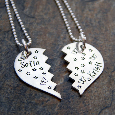 Personalised Heart Necklace Set for Best Friends, Mother-Daughter & Big-Little Sisters