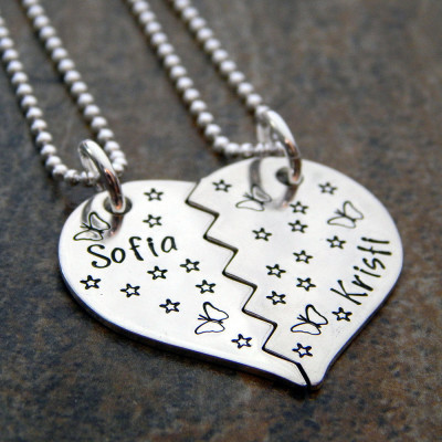Personalised Heart Necklace Set for Best Friends, Mother-Daughter & Big-Little Sisters