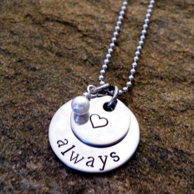 Personalised Sterling Silver Hand Stamped Necklace - Christmas & Anniversary GIFT for Her - Unique Jewellery for Wife