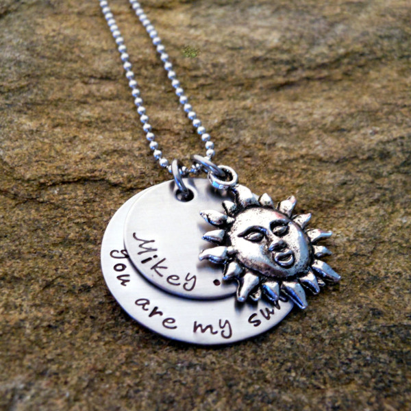 Custom 'You Are My Sunshine' Name Pendant Necklace for Moms - Mommy Jewellery Gift for Birthday, Christmas or Any Occasion
