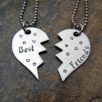Personalised Heart Necklace Set - Best Friend, Mother/Daughter, Big/Little Sister - Christmas Gift