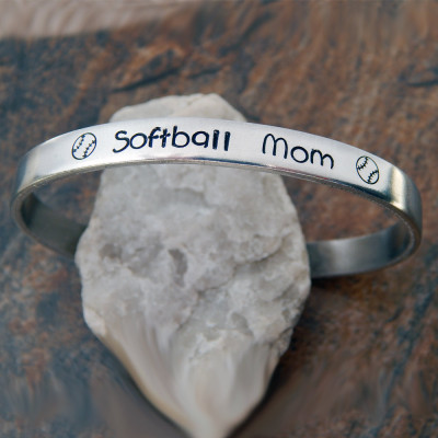 Custom Softball Mom Bracelet - Hand Stamped Christmas Gift for Her - Perfect Sports Mom Gift