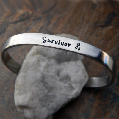 Personalised Awareness Ribbon Bracelet With Hand-Stamped Custom Message - Perfect Gift For Her - Encourage and Inspire