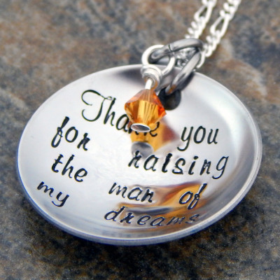 Hand Stamped Necklace - Perfect Gift for Future Mother-in-Law on her Son's Special Wedding Day
