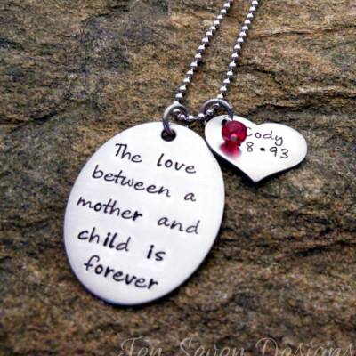 Personalised Heart Necklace with Name and Birthstone - The Perfect Christmas Gift for Mom Celebrating Mothers and Children's Love