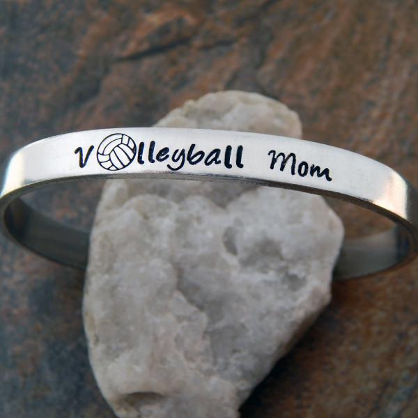 Custom Hand Stamped Volleyball Mom Bracelet - Perfect Christmas Gift for Her - Sporty Mom Gift