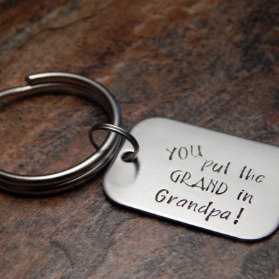 Unique Hand Stamped Keychain - Perfect Christmas Gift for Grandpa - Custom Grandpa Gift