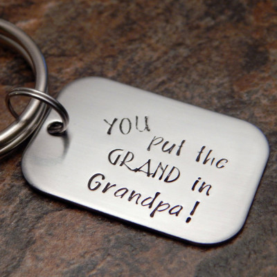 Unique Hand Stamped Keychain - Perfect Christmas Gift for Grandpa - Custom Grandpa Gift