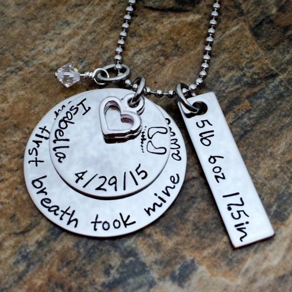 Unique Mom Gift - Personalised Birth Stats Jewellery for Mom - Christmas Present for New Mom