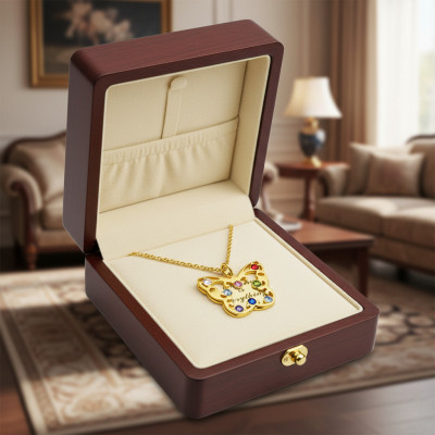 18ct Gold Plated Birthstone Butterfly Necklace