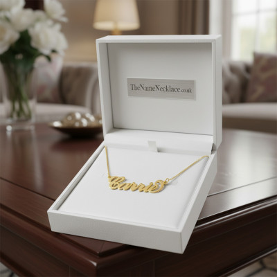 18ct Gold Double Thickness Custom Name Necklace - Carrie Style