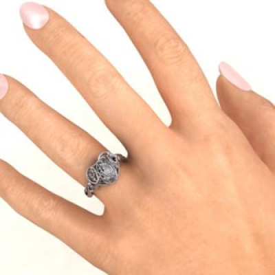 #1 Mom Caged Hearts Ring with Infinity Band - By The Name Necklace;