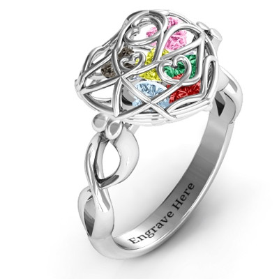 Caged Hearts Infinity Band Ring Symbolizing Eternal Love