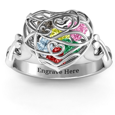 Caged Hearts Infinity Band Ring Symbolizing Eternal Love