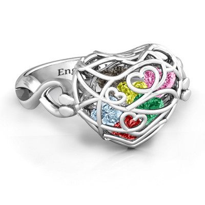 Encased in Love Caged Hearts Ring with Infinity Band - By The Name Necklace;