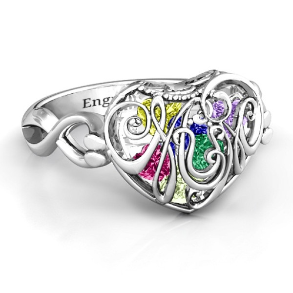 Sterling Silver Caged Heart Infinity Band Ring