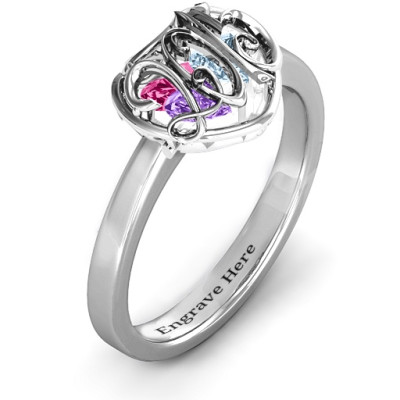 2015 Petite Caged Hearts Ring with Classic Band - By The Name Necklace;