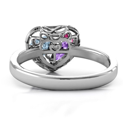 2015 Petite Caged Hearts Ring with Classic with Engravings Band With My Engraved
