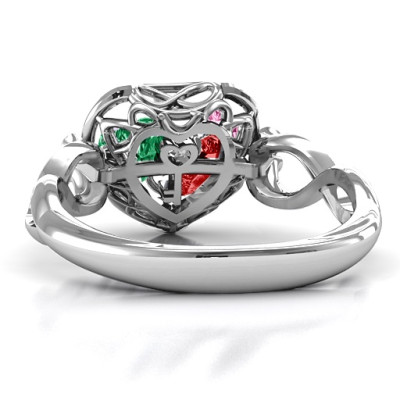 Petite Silver Caged Hearts Infinity Ring