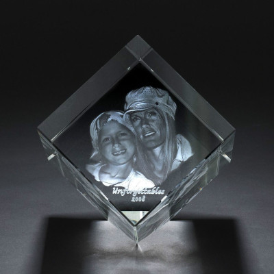 Square Crystal With Photo/Text Engraved Inside With My Engraved